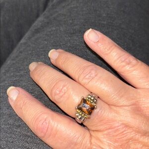 Brown stone ring set in silver